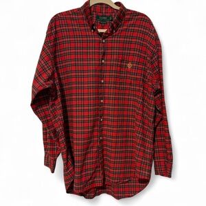 Ralph Lauren Classic red plaid   button-up shirt men’s large